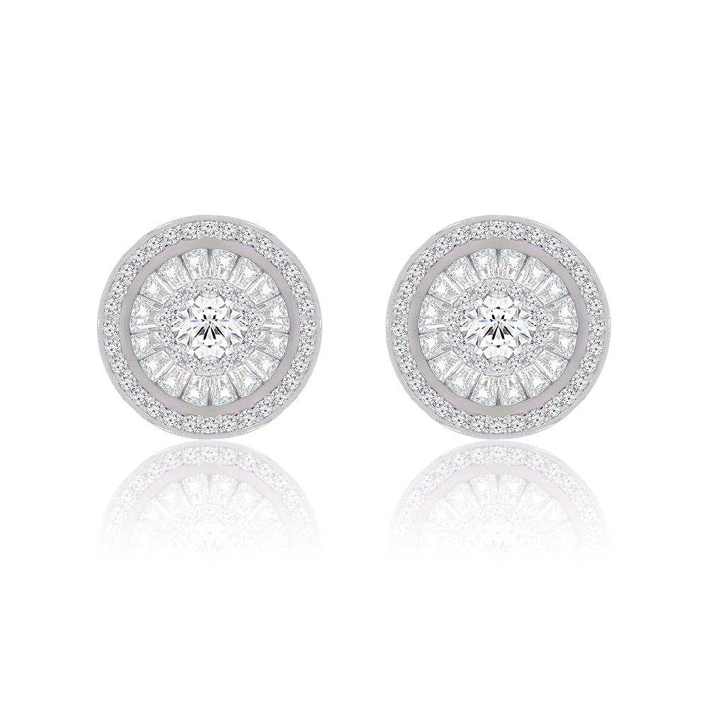 Clear Round Cubic Zirconia Stud Earrings